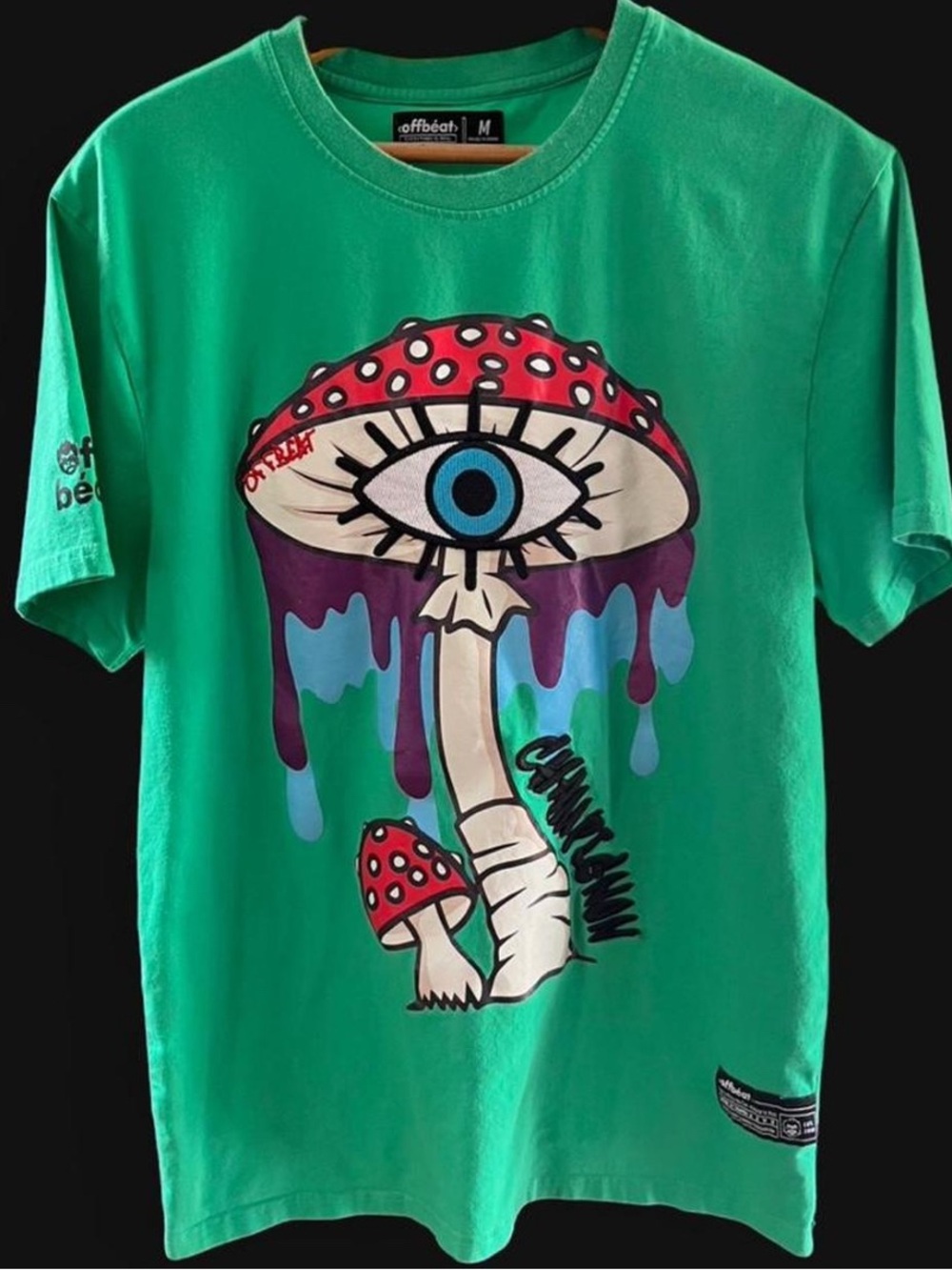 Men’s offbeat Green Graphic Mushroom Eye T-Shirt